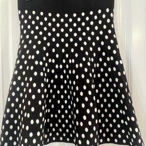Maeve Black and White Polka Dot Midi Skirt